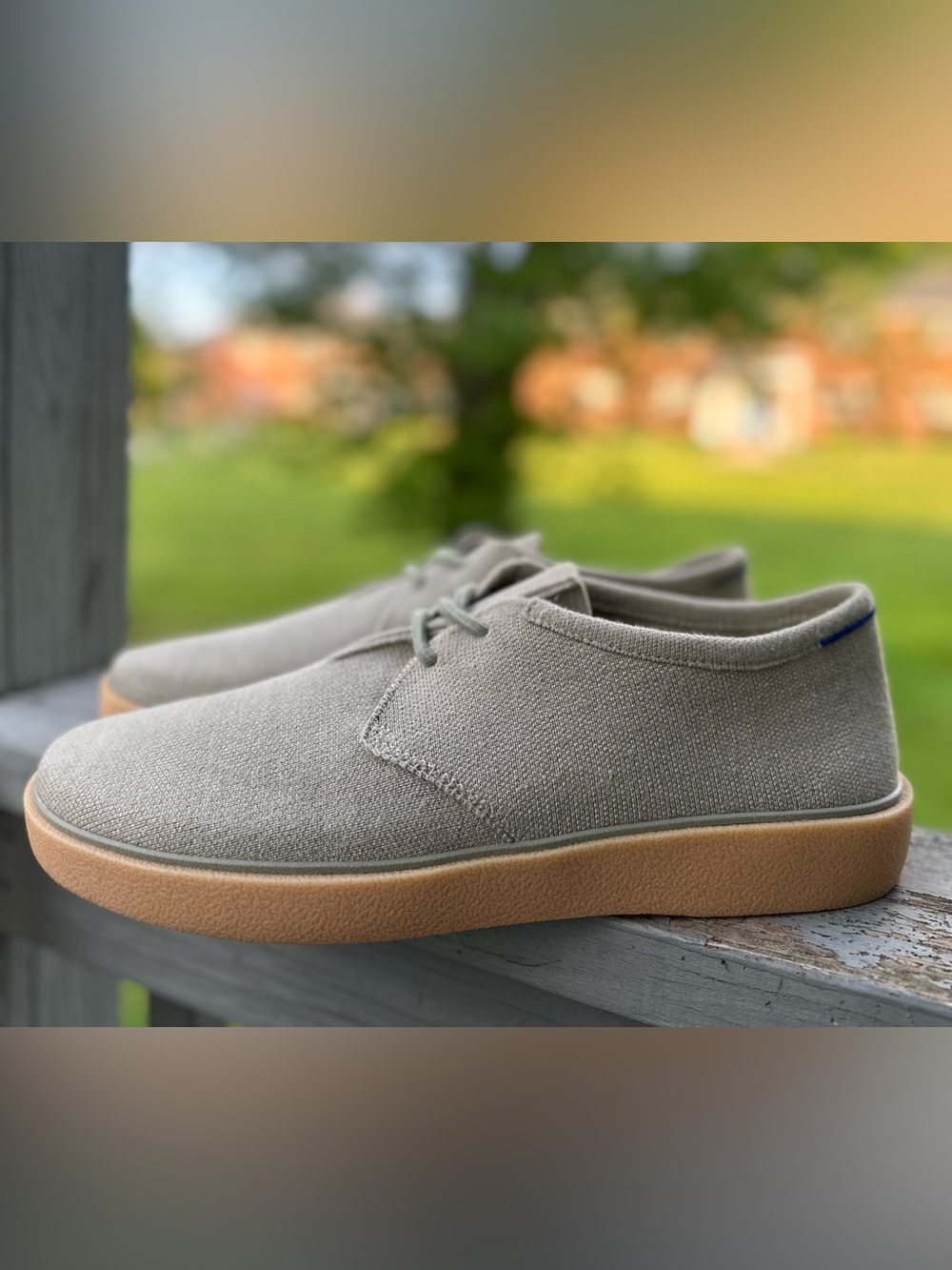 ROTHY’S 16 The Monty Men Hemp Sneaker Lace Up Washable Sea Grass Green Gum Sole